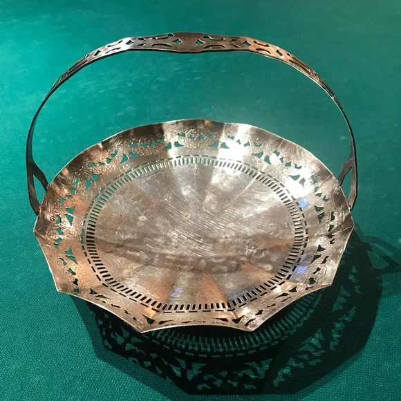 Apollo Sheffield Nickel Silver footed serving Tray with stationery handle #3204 - Picture 1 of 10